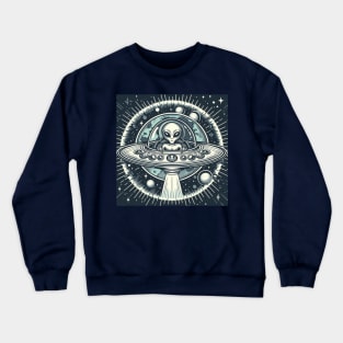 Grey Aliens in a UFO Crewneck Sweatshirt